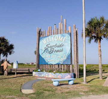 Surfside Beach entrance near Windswept RV Park